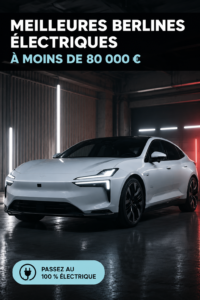 Berline électrique moderne garée sur une route urbaine, illustrant l'innovation automobile.