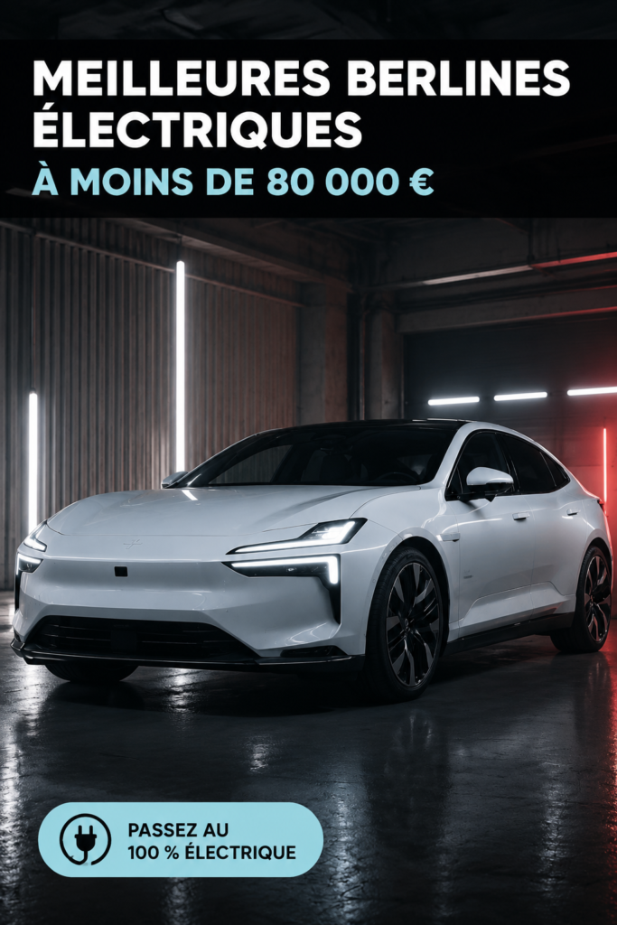 Berline électrique moderne garée sur une route urbaine, illustrant l'innovation automobile.