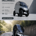 Un Compact Tilting EV élégant stationné dans un cadre urbain moderne.