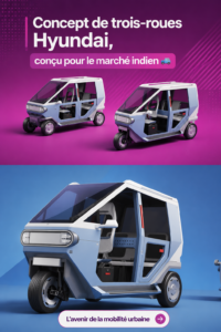 Concept de véhicule à trois roues Hyundai, adapté pour le marché indien, avec un design moderne et fonctionnel.