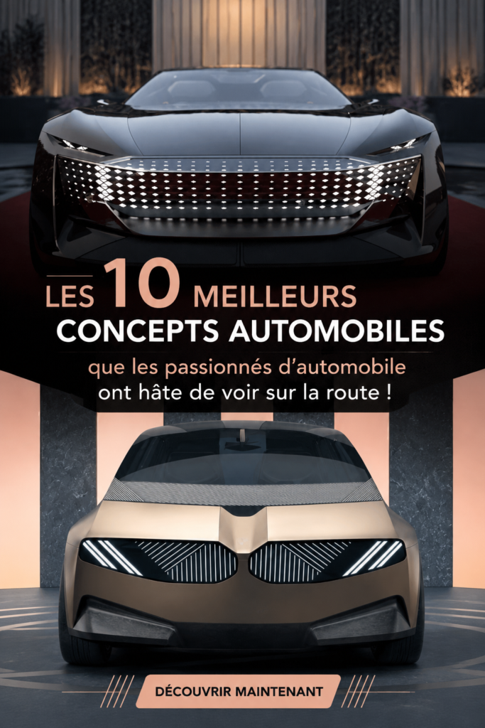 Concept automobile futuriste sur fond de route ouverte.