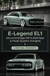L'E-Legend EL1, une voiture électrique inspirée par l'Audi Quattro, avec un design élégant et contemporain.