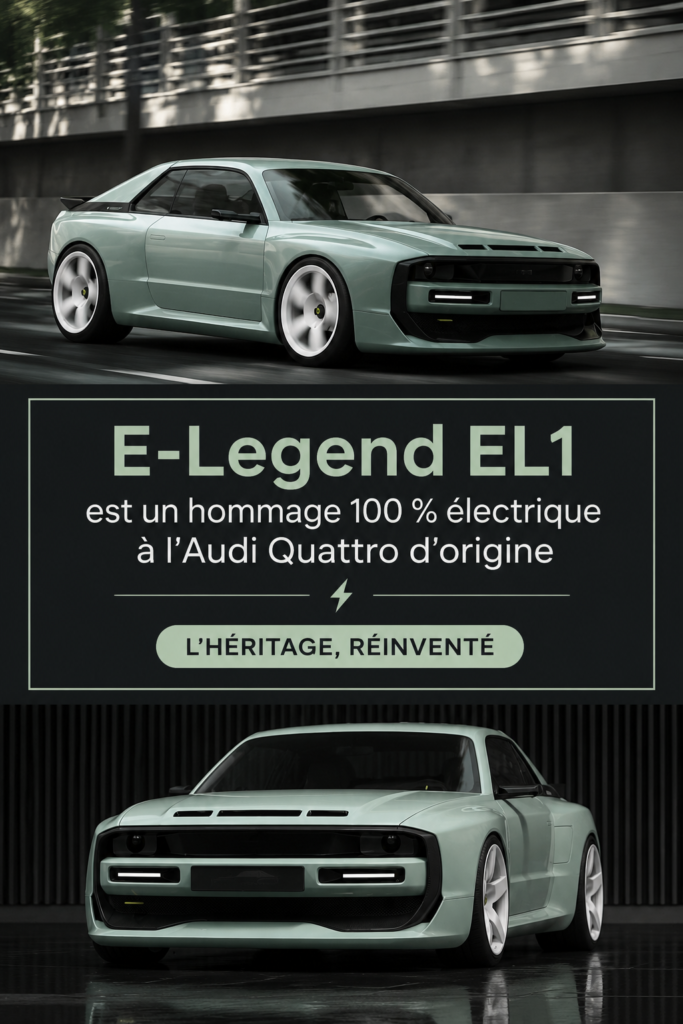 L'E-Legend EL1, une voiture électrique inspirée par l'Audi Quattro, avec un design élégant et contemporain.