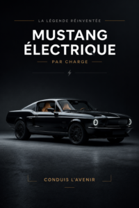 L'Electric Mustang, véhicule électrique au design moderne sur un fond urbain