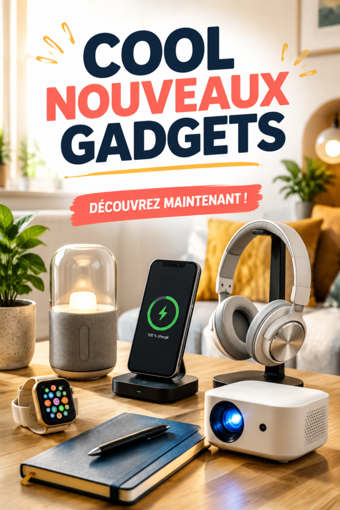 Un ensemble de gadgets modernes sur une table, mettant en avant l'innovation et le style