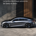 Jidu ROBO 02 EV, la berline électrique autonome de Geely et Baidu sur fond urbain.