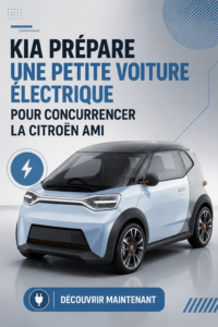 Vue de la nouvelle voiture électrique compacte de Kia, véhicule urbain envisagé pour concurrencer la Citroën Ami.