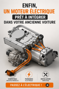 Moteur électrique installé dans une ancienne voiture classique
