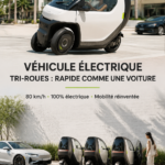 Moto électrique à trois roues sur une route urbaine