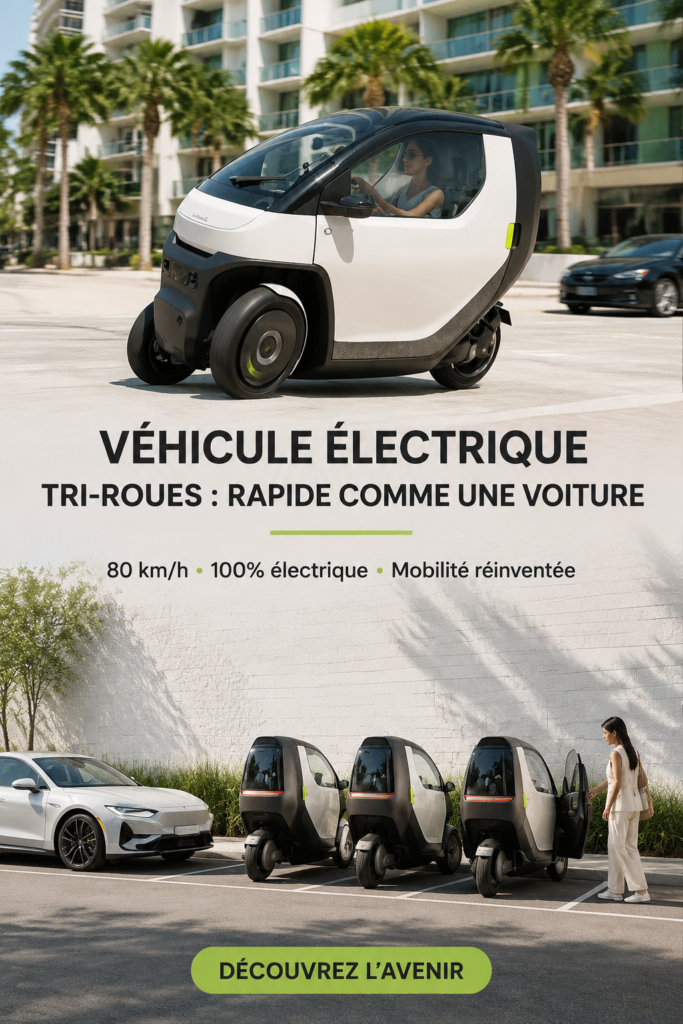 Moto électrique à trois roues sur une route urbaine