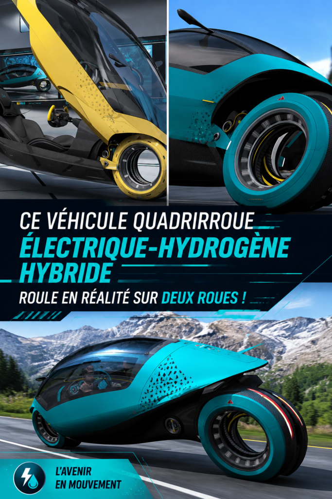 Une moto hybride futuriste à hydrogène et électrique en pleine route.
