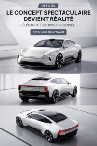 Vue avant du Polestar Precept, mix de luxe et de technologie avancée.