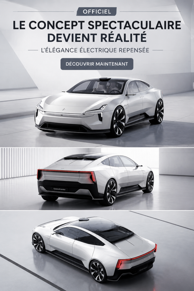 Vue avant du Polestar Precept, mix de luxe et de technologie avancée.