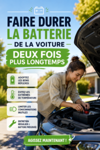 Image d'une voiture électrique avec une batterie en arrière-plan, symbolisant l'optimisation de sa durée de vie