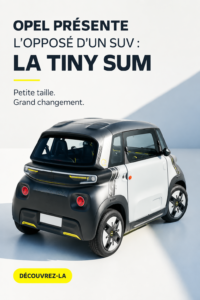 Vue d'ensemble du SUM d'Opel, une voiture compacte et élégante en milieu urbain.