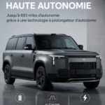 Image du SUV électrique Polestones 01 sur une route avec une nature environnante.