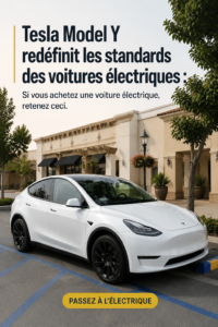 Une Tesla Model Y stationnée dans un cadre urbain moderne, illustrant son design chic.