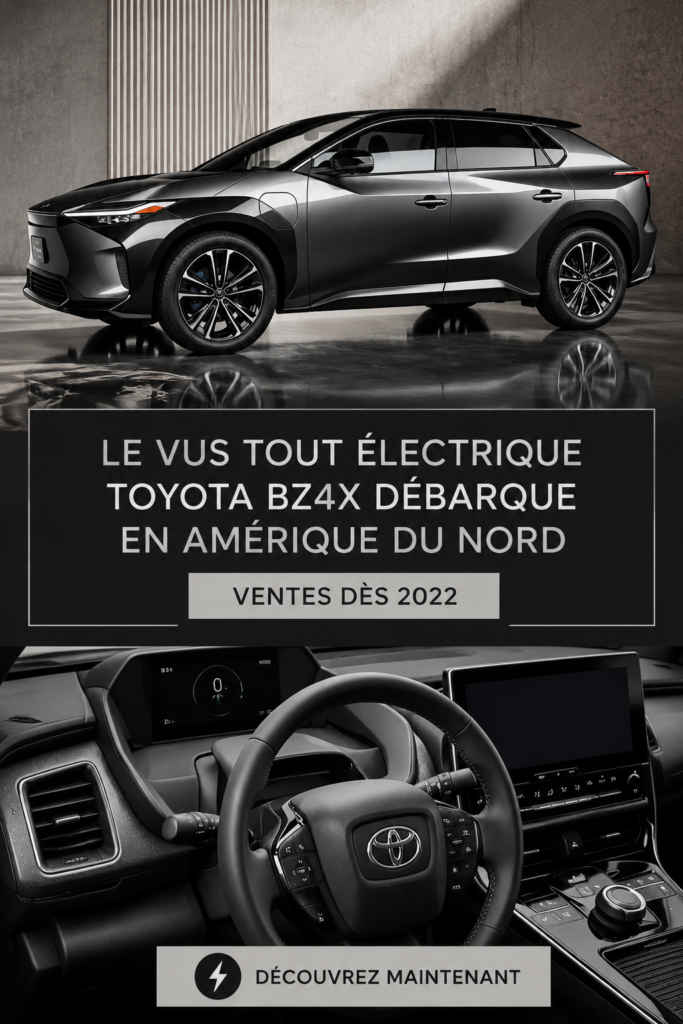 SUV électrique Toyota bZ4X en pleine nature, en couleur bleu vif
