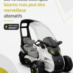 Véhicules électriques alternatifs sur un parking ensoleillé, montrant leur originalité et style unique.