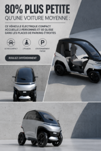 Voiture électrique compacte garée dans un espace étroit en ville