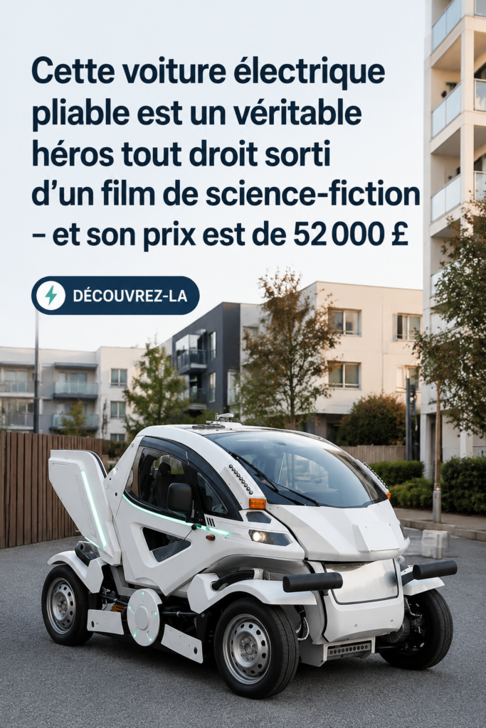 Voiture électrique pliable au design futuriste, idéale pour la mobilité urbaine.
