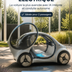 Vue d'une Smart Vision EQ, voiture électrique élégante et moderne, garée en milieu urbain.
