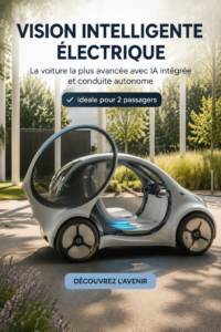 Vue d'une Smart Vision EQ, voiture électrique élégante et moderne, garée en milieu urbain.