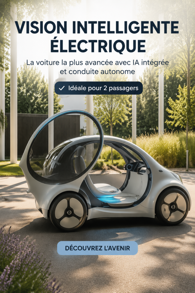 Vue d'une Smart Vision EQ, voiture électrique élégante et moderne, garée en milieu urbain.