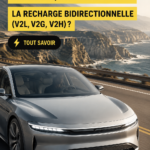 Voiture électrique en station de charge bidirectionnelle