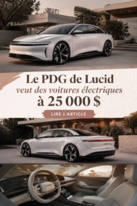 Image d'une voiture électrique Lucid Motors moderne et stylisée en extérieur.