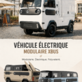 XBUS, un véhicule électrique modulable sur une route entourée de nature.