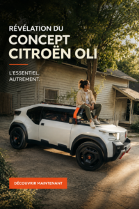 Le concept Citroën OLI en exposition, mettant en avant son design futuriste.