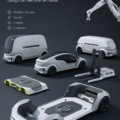 Le Tesla Pod, un concept de voiture électrique au design futuriste.