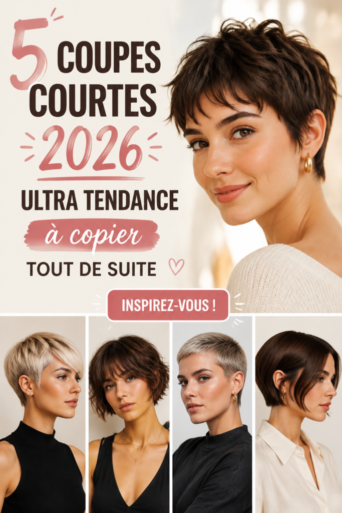 Femme souriante avec une coupe courte tendance de 2026