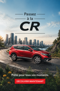 Vue d'ensemble du CR-V Hybrid, une voiture moderne et écologique.