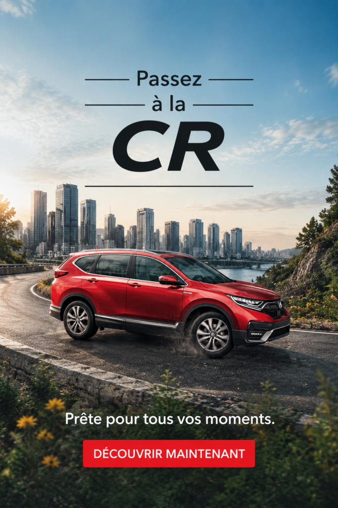 Vue d'ensemble du CR-V Hybrid, une voiture moderne et écologique.