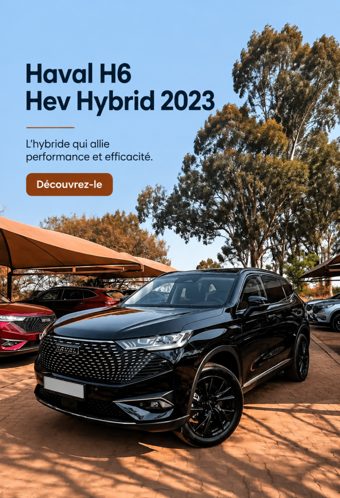 Haval H6 HEV 2023 garé devant une maison, présentant son design moderne et élégant.