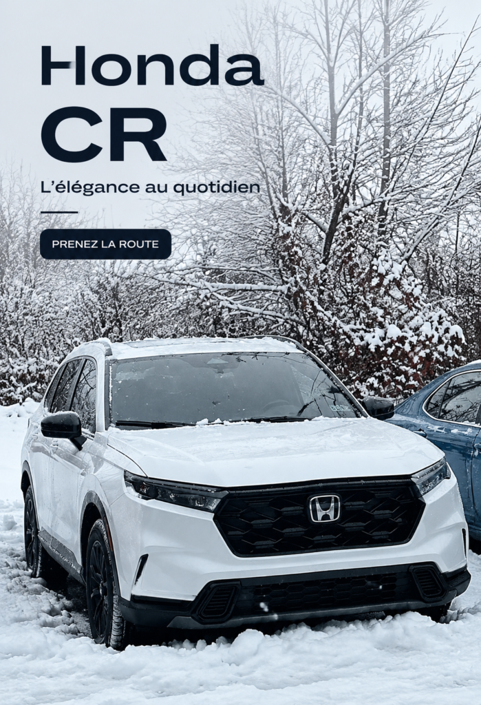 Honda CR-V Hybrid garé dans un environnement naturel, illustrant son aspect écologique.