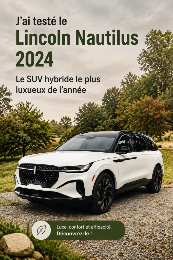 Lincoln Nautilus 2024, un SUV hybride de luxe garé sur une route pittoresque