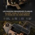 Maison remorquable moderne avec un design innovant et des équipements écologiques.