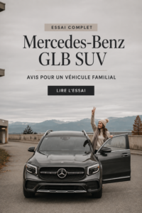 Un SUV Mercedes-Benz GLB en pleine nature, montrant son design élégant et pratique pour les familles.