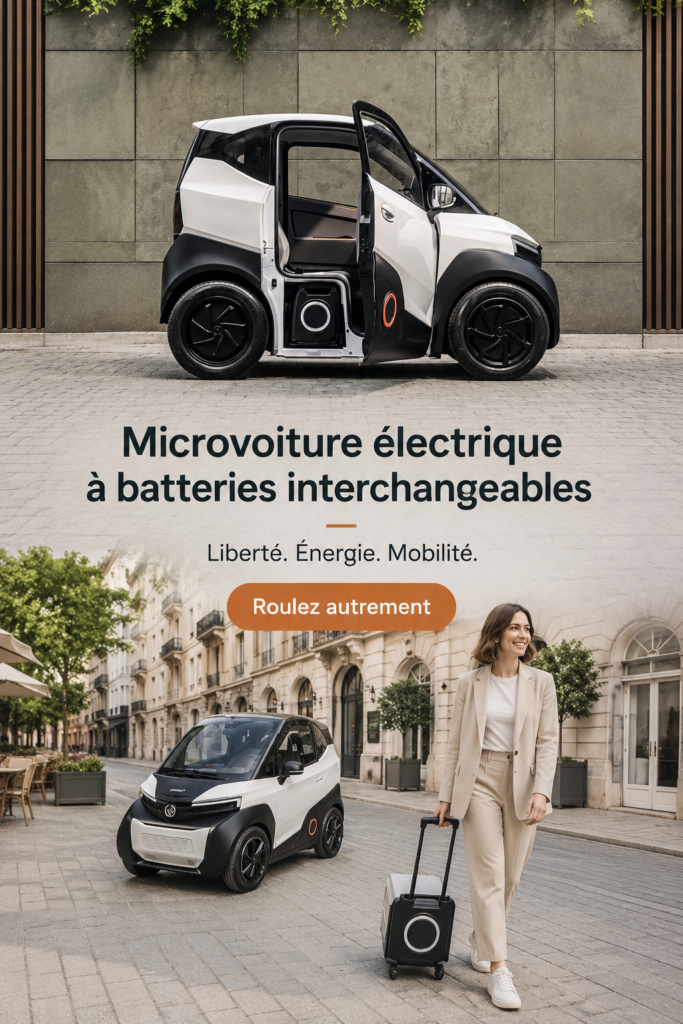 Microcar électrique d'un modèle élégant avec batteries interchangeables