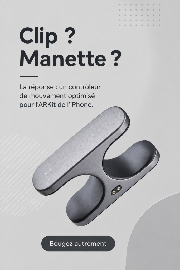 Une femme utilisant un iPhone avec un motion controller pour une expérience AR immersive.