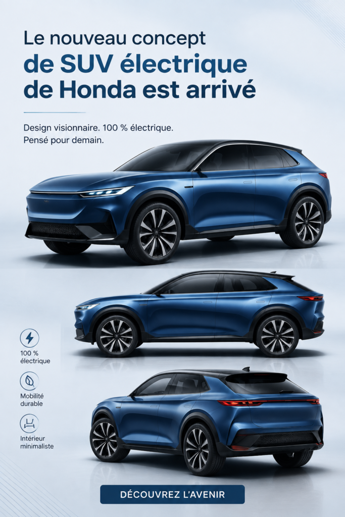 Image du nouveau concept de SUV électrique de Honda avec un design futuriste.
