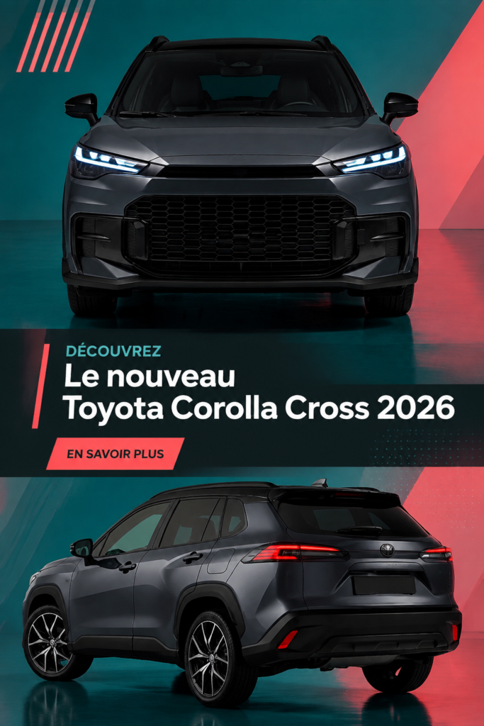 Vue latérale de la nouvelle Toyota Corolla Cross 2026, mettant en évidence son design moderne et élégant.
