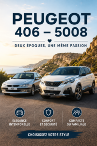 Vue avant du Peugeot 406-5008, modèle moderne et élégant.