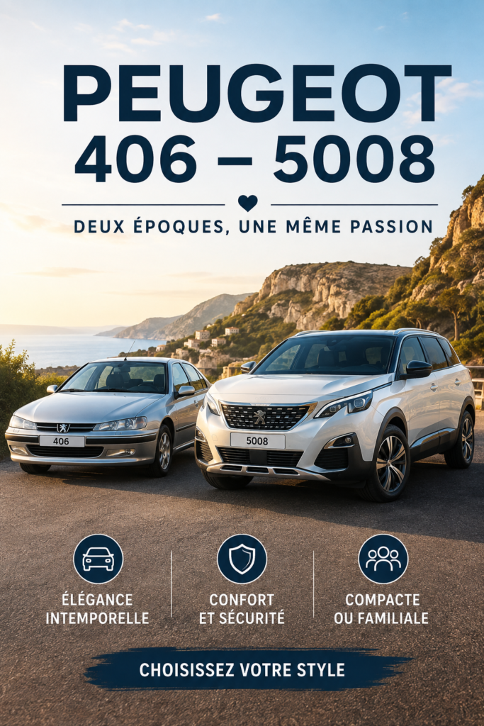 Vue avant du Peugeot 406-5008, modèle moderne et élégant.