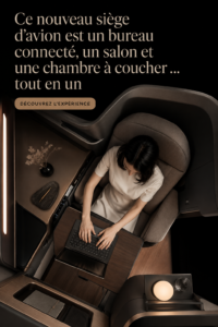 Un nouvel espace de siège d'avion innovant qui intègre bureau et chambre.