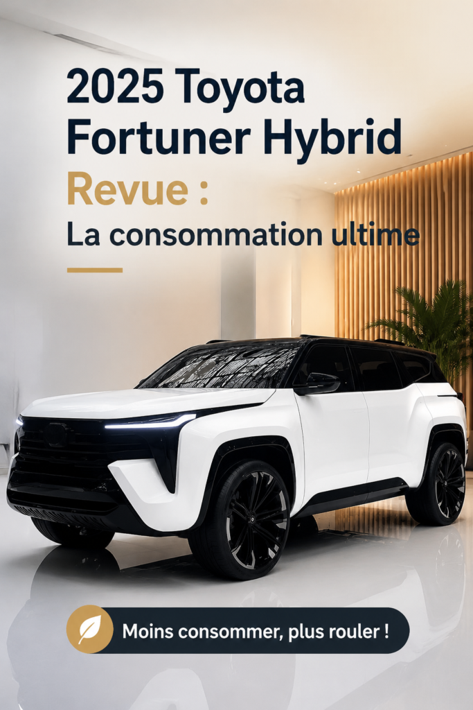 Toyota Fortuner Hybride 2025 sur route en pleine nature, mettant en avant son design moderne et écologique