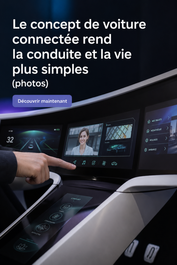Concept de voiture connectée Bosch, illustration montrant l'innovation automobile.